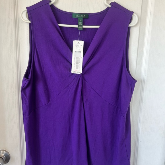 Lauren Ralph Lauren Tops - Lauren Ralph Lauren V-Neck Sleeveless Tank in Vibrant Purple